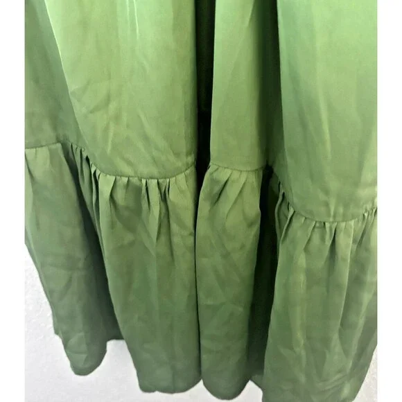 1.STATE Women's Beaded Halter Neck elasticized waist Midi Dress Pockets Green 2 - Picture 10 of 13